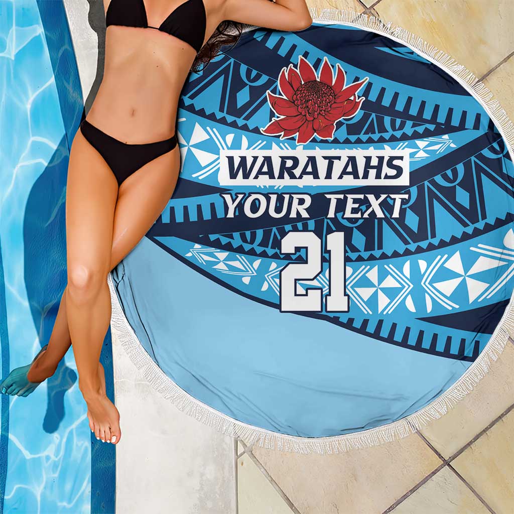 New South Wales Rugby Pacific Custom Beach Blanket Pasifika Tapa Pattern