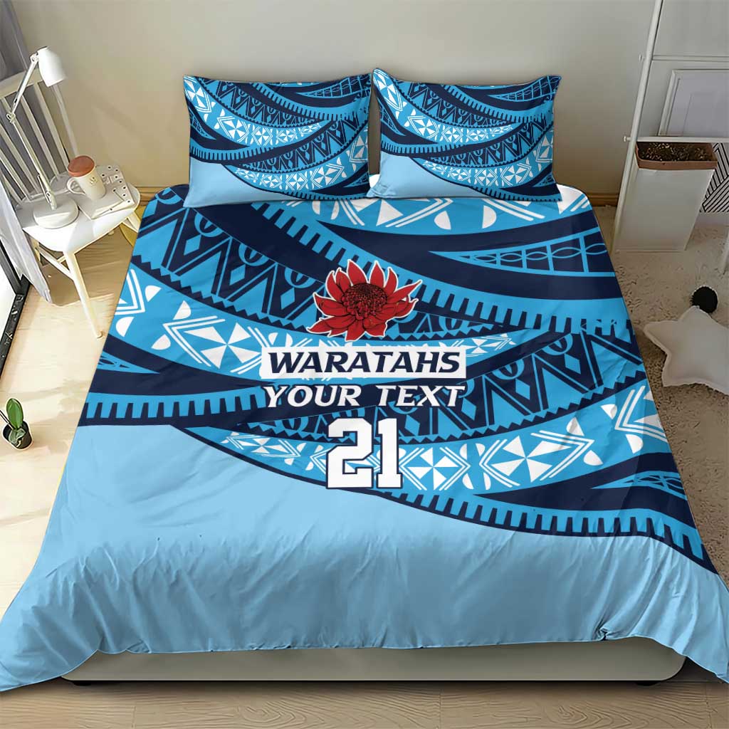 New South Wales Rugby Pacific Custom Bedding Set Pasifika Tapa Pattern