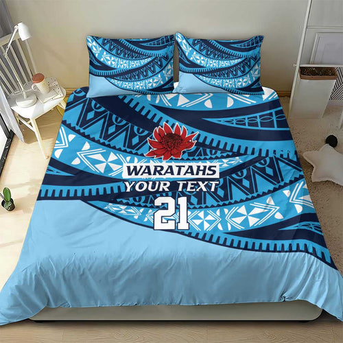New South Wales Rugby Pacific Custom Bedding Set Pasifika Tapa Pattern