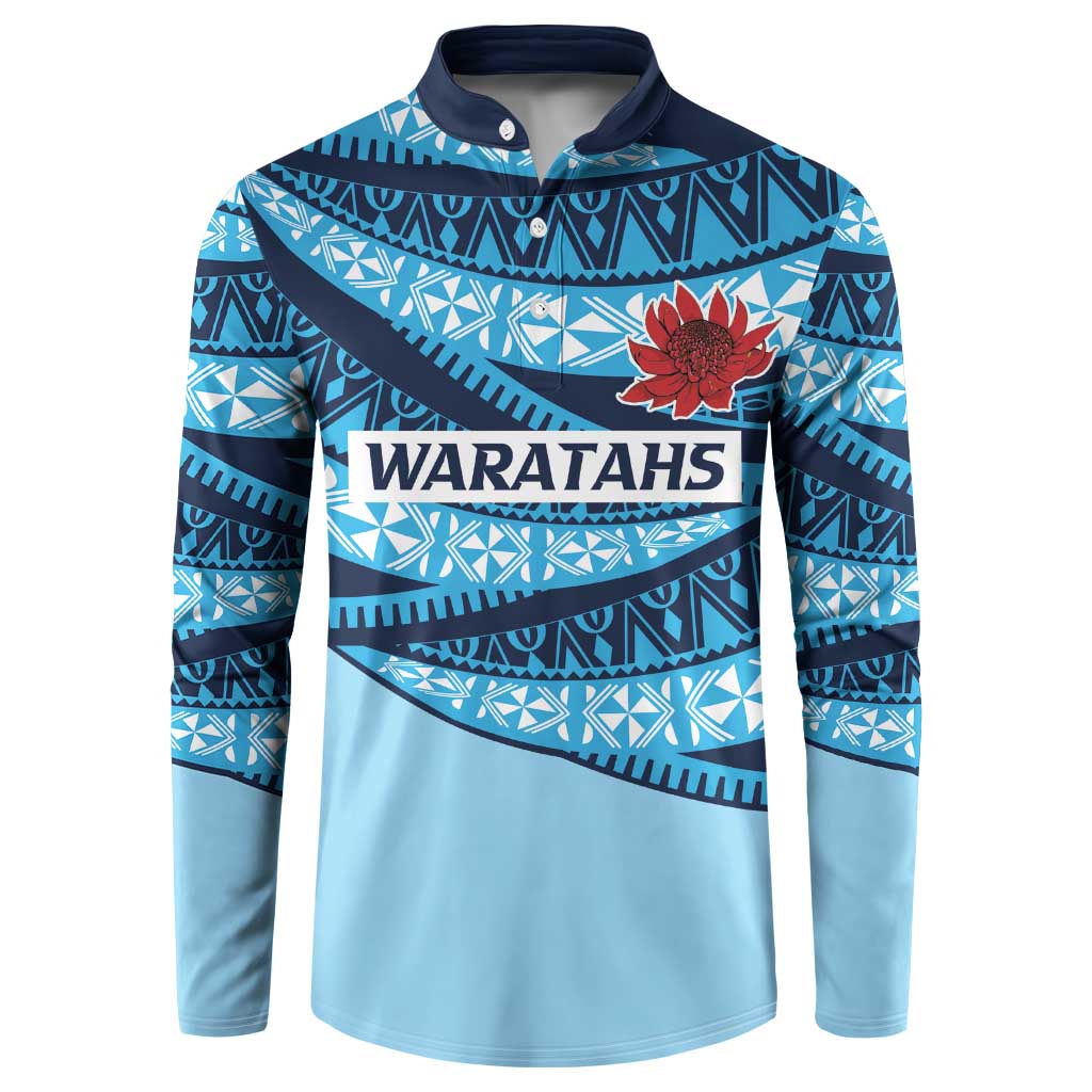 New South Wales Rugby Pacific Custom Button Sweatshirt Pasifika Tapa Pattern
