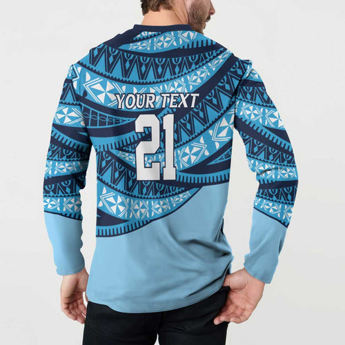 New South Wales Rugby Pacific Custom Button Sweatshirt Pasifika Tapa Pattern