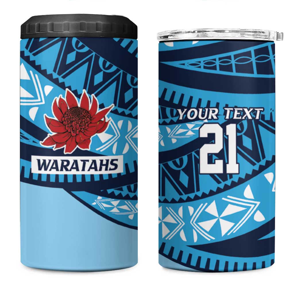 New South Wales Rugby Pacific Custom 4 in 1 Can Cooler Tumbler Pasifika Tapa Pattern