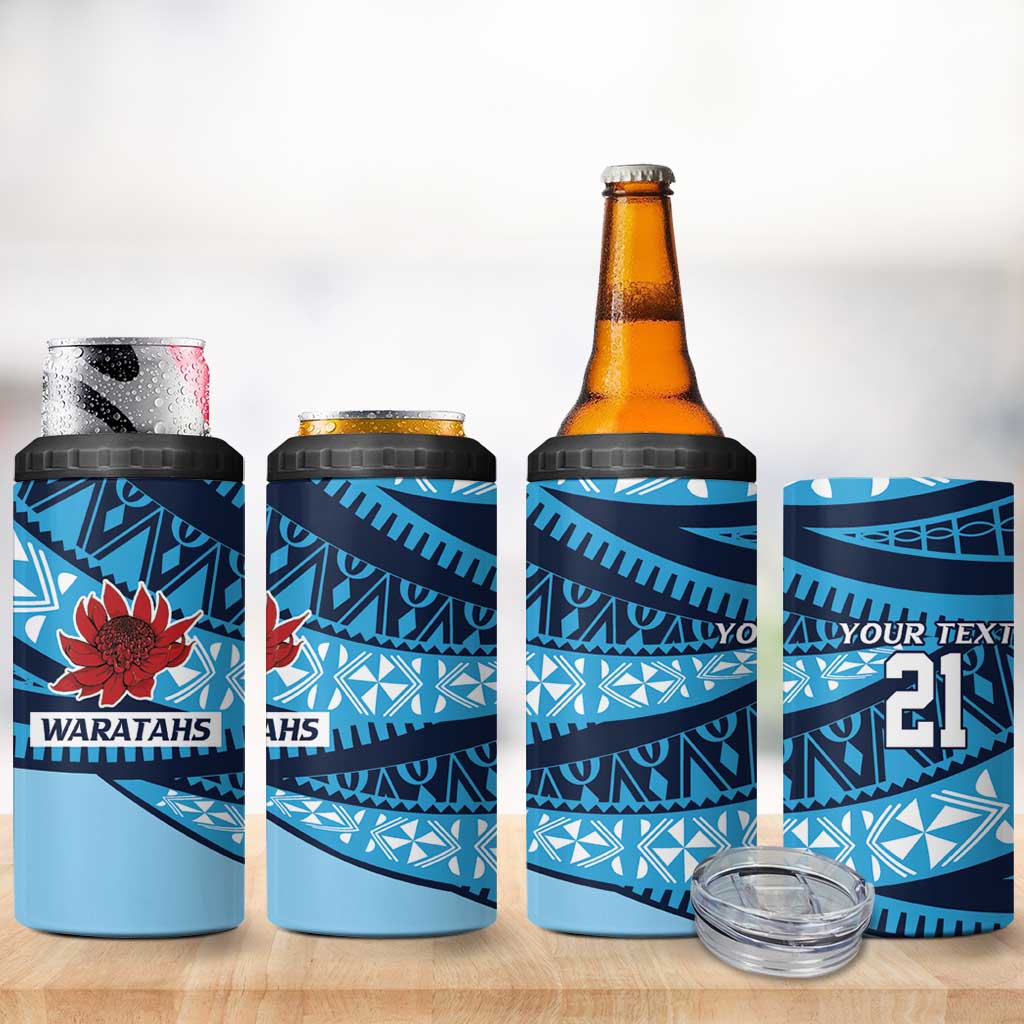 New South Wales Rugby Pacific Custom 4 in 1 Can Cooler Tumbler Pasifika Tapa Pattern