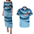 New South Wales Rugby Pacific Custom Couples Matching Puletasi and Hawaiian Shirt Pasifika Tapa Pattern