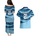 New South Wales Rugby Pacific Custom Couples Matching Puletasi and Hawaiian Shirt Pasifika Tapa Pattern