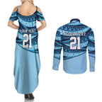 New South Wales Rugby Pacific Custom Couples Matching Summer Maxi Dress and Long Sleeve Button Shirt Pasifika Tapa Pattern