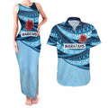 New South Wales Rugby Pacific Custom Couples Matching Tank Maxi Dress and Hawaiian Shirt Pasifika Tapa Pattern