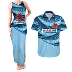 New South Wales Rugby Pacific Custom Couples Matching Tank Maxi Dress and Hawaiian Shirt Pasifika Tapa Pattern
