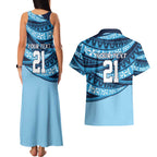 New South Wales Rugby Pacific Custom Couples Matching Tank Maxi Dress and Hawaiian Shirt Pasifika Tapa Pattern