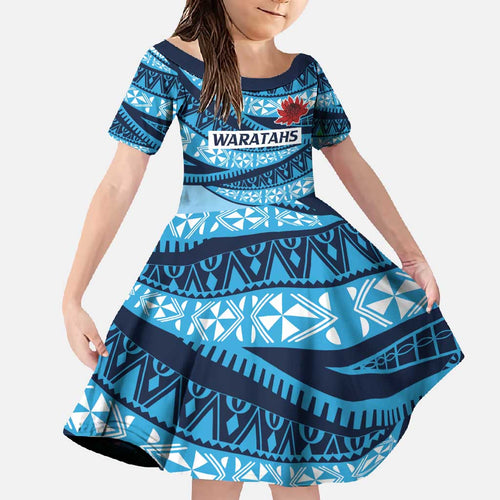 New South Wales Rugby Pacific Custom Family Matching Mermaid Dress and Hawaiian Shirt Pasifika Tapa Pattern
