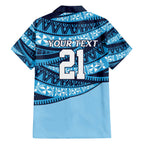 New South Wales Rugby Pacific Custom Family Matching Off The Shoulder Long Sleeve Dress and Hawaiian Shirt Pasifika Tapa Pattern