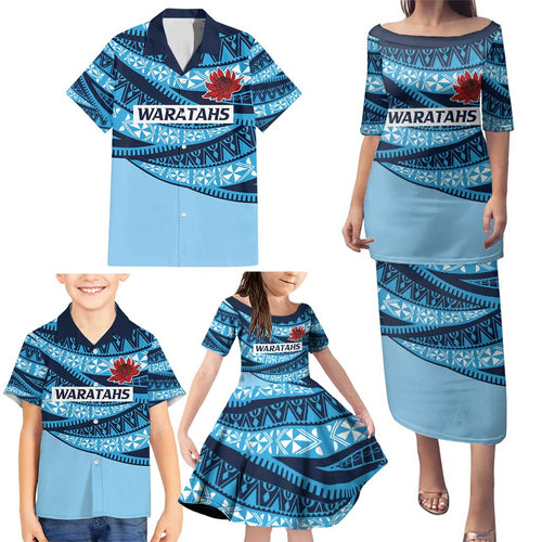 New South Wales Rugby Pacific Custom Family Matching Puletasi and Hawaiian Shirt Pasifika Tapa Pattern