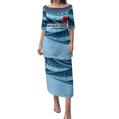 New South Wales Rugby Pacific Custom Family Matching Puletasi and Hawaiian Shirt Pasifika Tapa Pattern