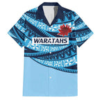 New South Wales Rugby Pacific Custom Family Matching Short Sleeve Bodycon Dress and Hawaiian Shirt Pasifika Tapa Pattern
