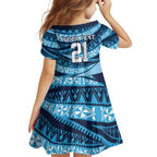 New South Wales Rugby Pacific Custom Family Matching Summer Maxi Dress and Hawaiian Shirt Pasifika Tapa Pattern