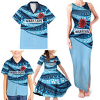 New South Wales Rugby Pacific Custom Family Matching Tank Maxi Dress and Hawaiian Shirt Pasifika Tapa Pattern