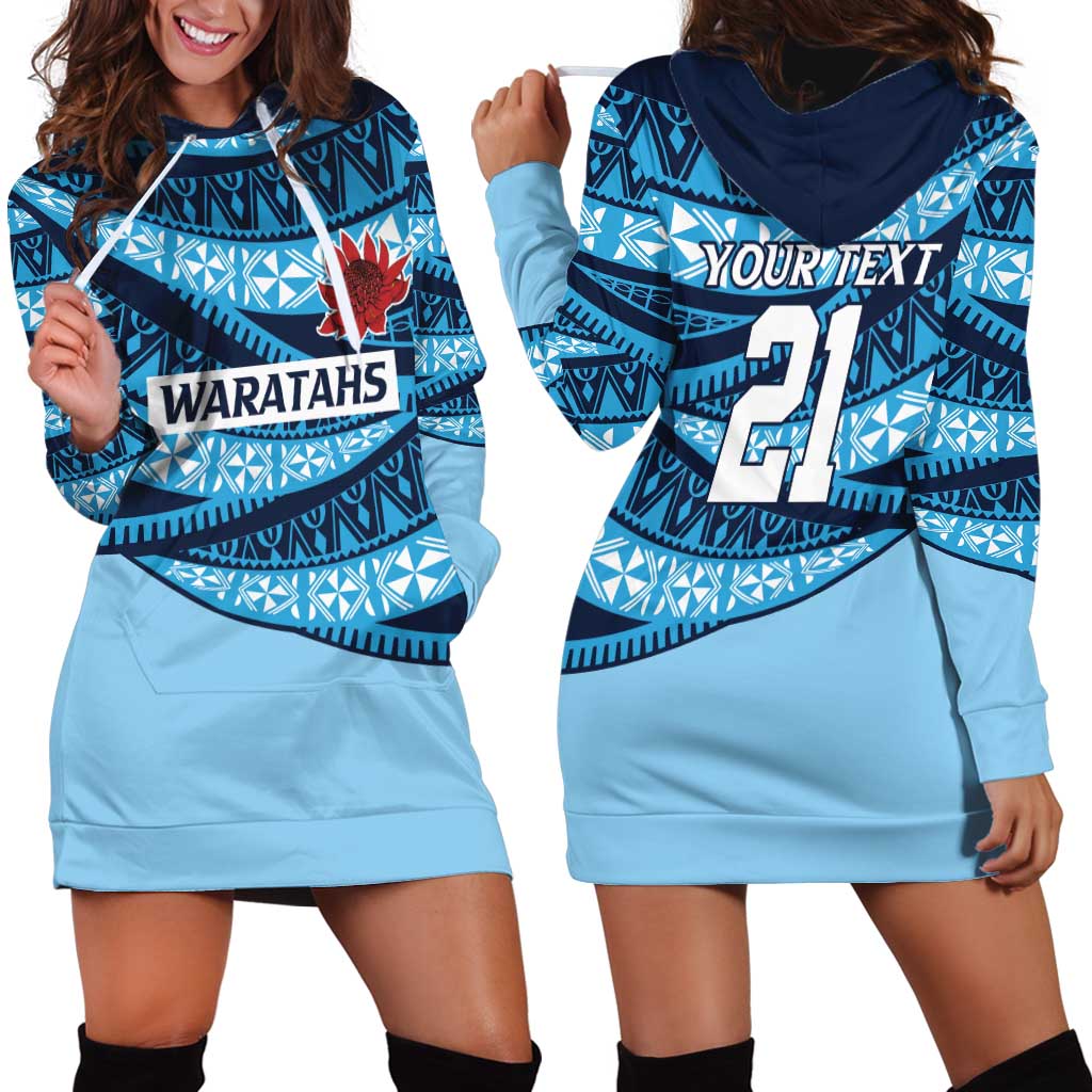 New South Wales Rugby Pacific Custom Hoodie Dress Pasifika Tapa Pattern