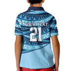 New South Wales Rugby Pacific Custom Kid Polo Shirt Pasifika Tapa Pattern