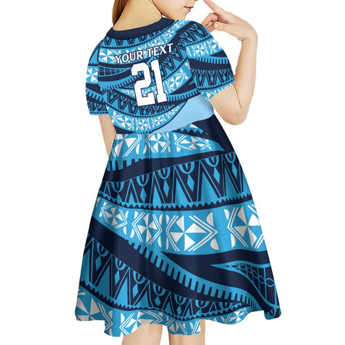 New South Wales Rugby Pacific Custom Kid Short Sleeve Dress Pasifika Tapa Pattern