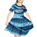 New South Wales Rugby Pacific Custom Kid Short Sleeve Dress Pasifika Tapa Pattern