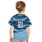 New South Wales Rugby Pacific Custom Kid T Shirt Pasifika Tapa Pattern