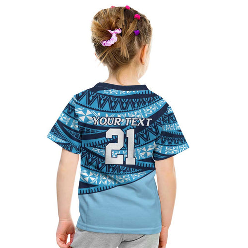 New South Wales Rugby Pacific Custom Kid T Shirt Pasifika Tapa Pattern