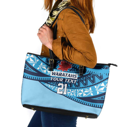 New South Wales Rugby Pacific Custom Leather Tote Bag Pasifika Tapa Pattern