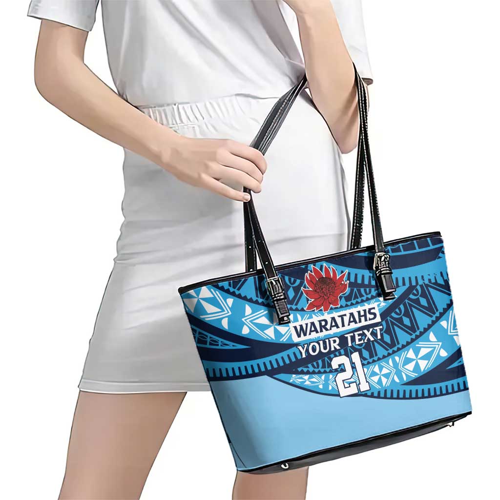 New South Wales Rugby Pacific Custom Leather Tote Bag Pasifika Tapa Pattern