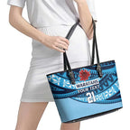 New South Wales Rugby Pacific Custom Leather Tote Bag Pasifika Tapa Pattern