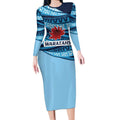 New South Wales Rugby Pacific Custom Long Sleeve Bodycon Dress Pasifika Tapa Pattern