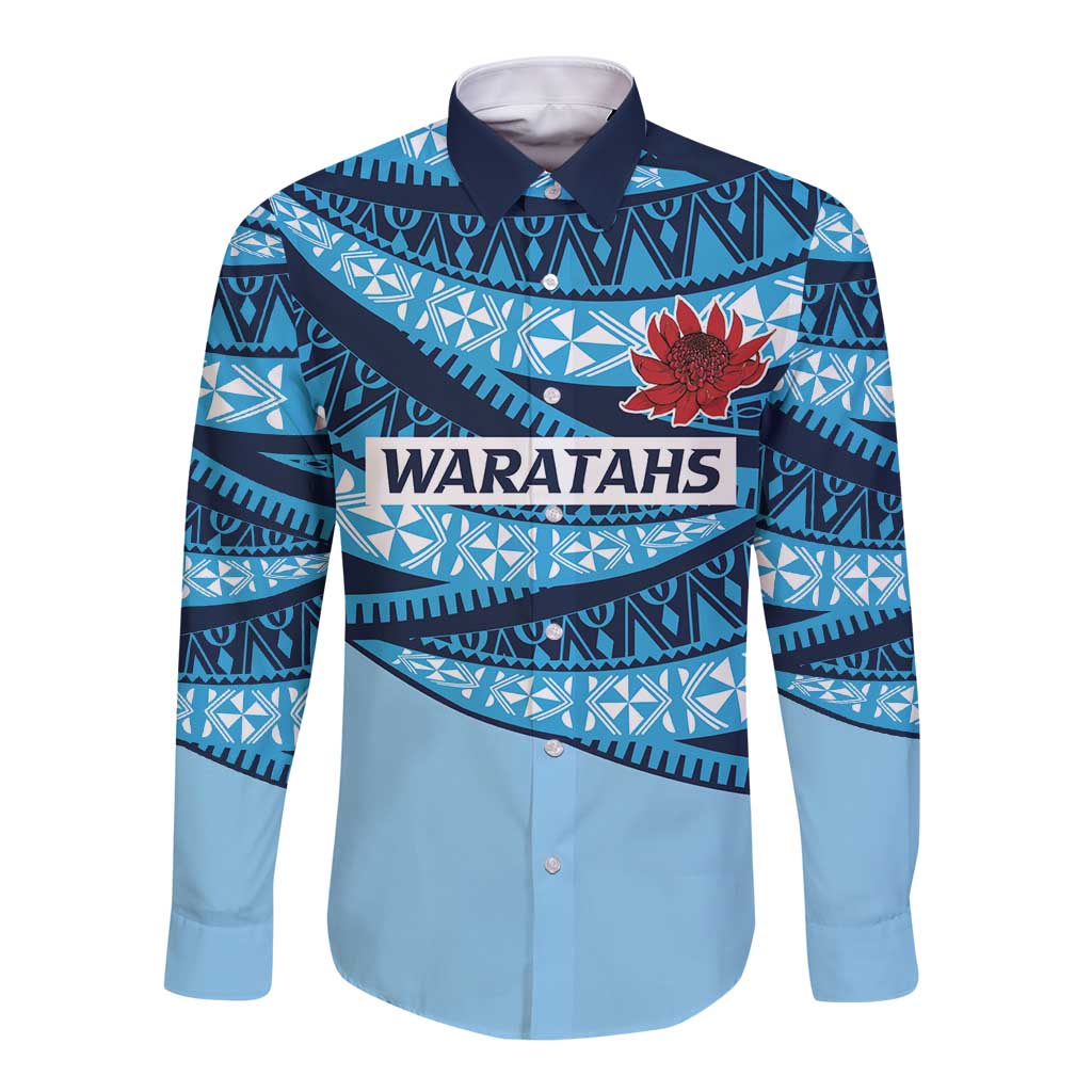 New South Wales Rugby Pacific Custom Long Sleeve Button Shirt Pasifika Tapa Pattern