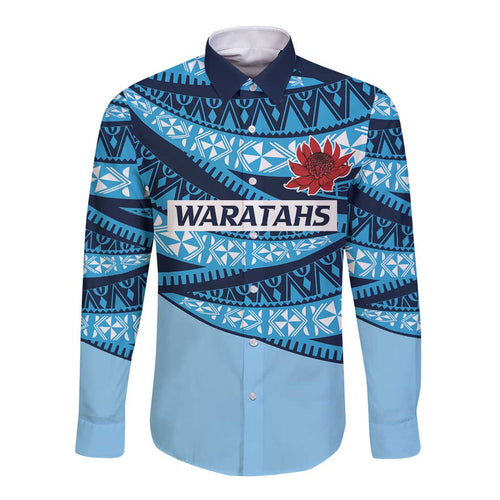 New South Wales Rugby Pacific Custom Long Sleeve Button Shirt Pasifika Tapa Pattern