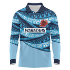 New South Wales Rugby Pacific Custom Long Sleeve Polo Shirt Pasifika Tapa Pattern