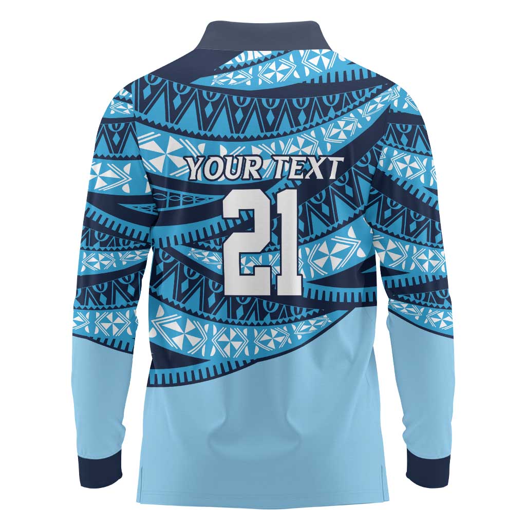 New South Wales Rugby Pacific Custom Long Sleeve Polo Shirt Pasifika Tapa Pattern