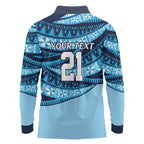 New South Wales Rugby Pacific Custom Long Sleeve Polo Shirt Pasifika Tapa Pattern