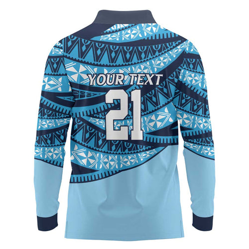 New South Wales Rugby Pacific Custom Long Sleeve Polo Shirt Pasifika Tapa Pattern