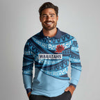 New South Wales Rugby Pacific Custom Long Sleeve Polo Shirt Pasifika Tapa Pattern