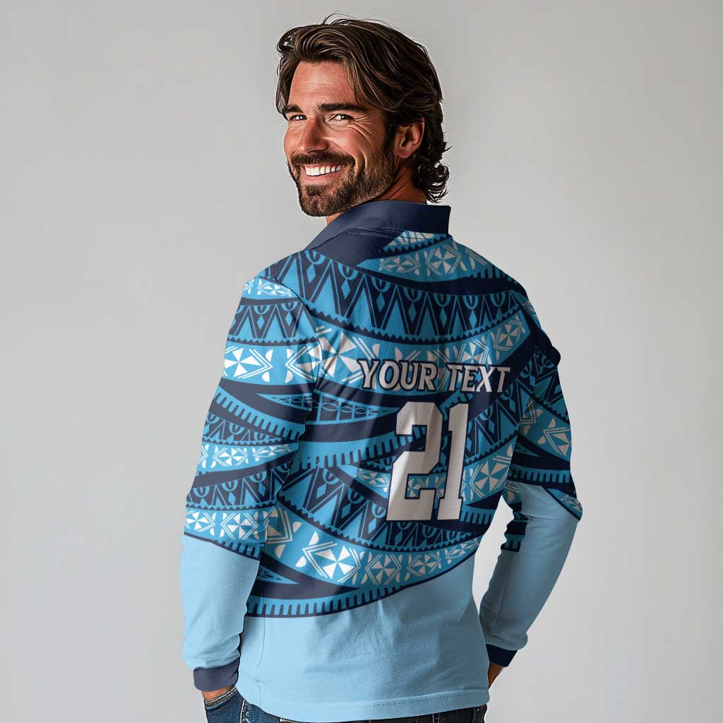 New South Wales Rugby Pacific Custom Long Sleeve Polo Shirt Pasifika Tapa Pattern