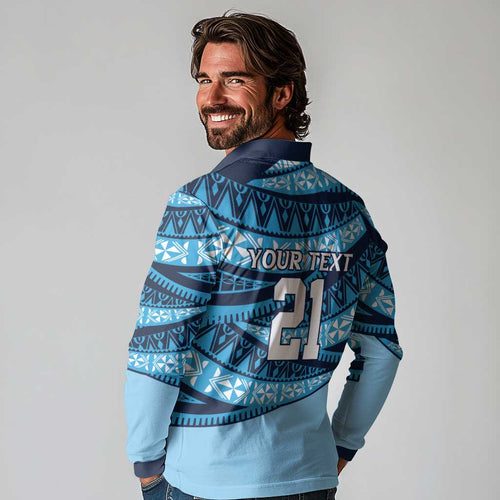 New South Wales Rugby Pacific Custom Long Sleeve Polo Shirt Pasifika Tapa Pattern