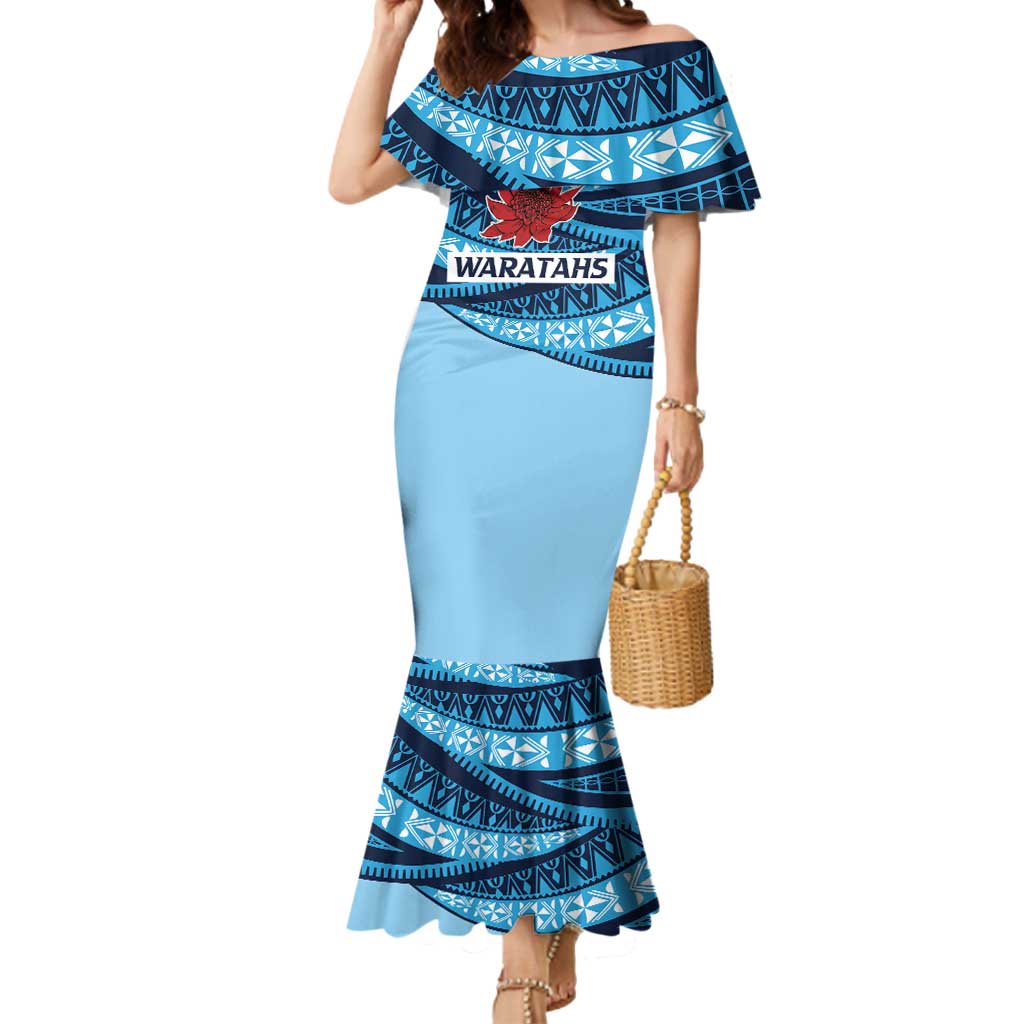 New South Wales Rugby Pacific Custom Mermaid Dress Pasifika Tapa Pattern