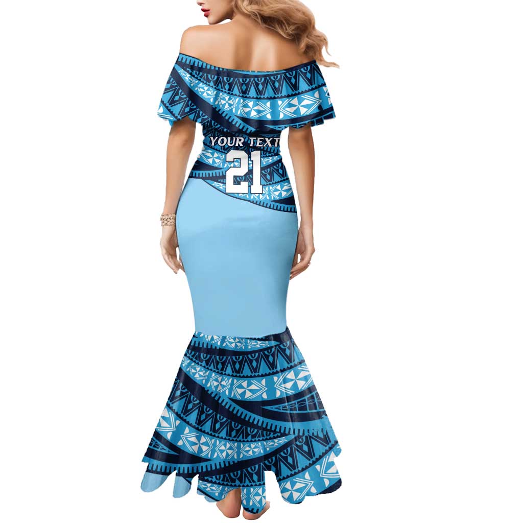 New South Wales Rugby Pacific Custom Mermaid Dress Pasifika Tapa Pattern
