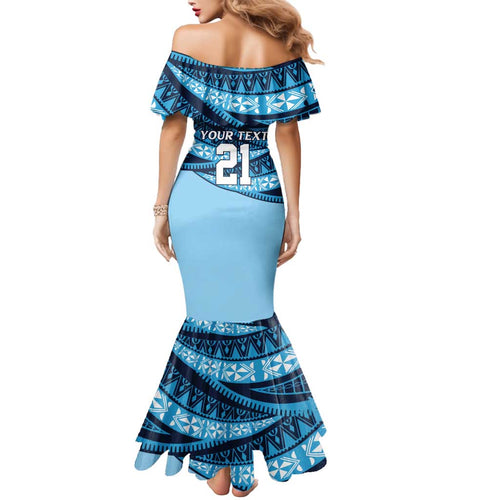 New South Wales Rugby Pacific Custom Mermaid Dress Pasifika Tapa Pattern