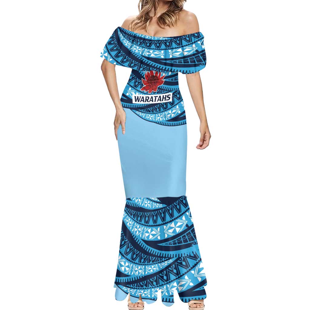 New South Wales Rugby Pacific Custom Mermaid Dress Pasifika Tapa Pattern