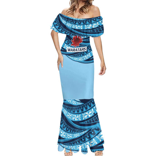 New South Wales Rugby Pacific Custom Mermaid Dress Pasifika Tapa Pattern
