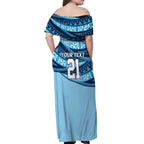 New South Wales Rugby Pacific Custom Off Shoulder Maxi Dress Pasifika Tapa Pattern