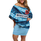 New South Wales Rugby Pacific Custom Off Shoulder Short Dress Pasifika Tapa Pattern