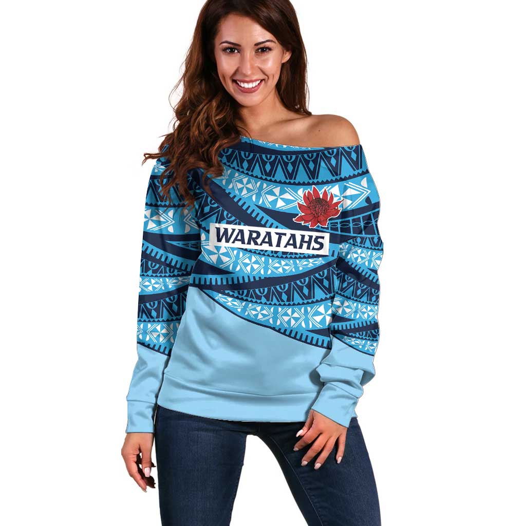 New South Wales Rugby Pacific Custom Off Shoulder Sweater Pasifika Tapa Pattern
