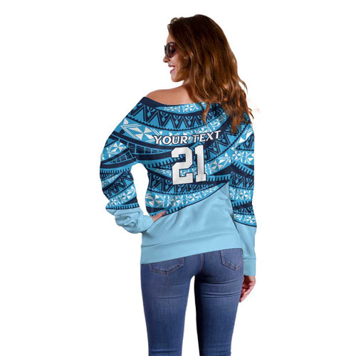 New South Wales Rugby Pacific Custom Off Shoulder Sweater Pasifika Tapa Pattern