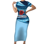 New South Wales Rugby Pacific Custom Short Sleeve Bodycon Dress Pasifika Tapa Pattern