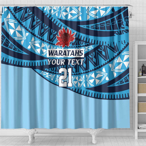 New South Wales Rugby Pacific Custom Shower Curtain Pasifika Tapa Pattern